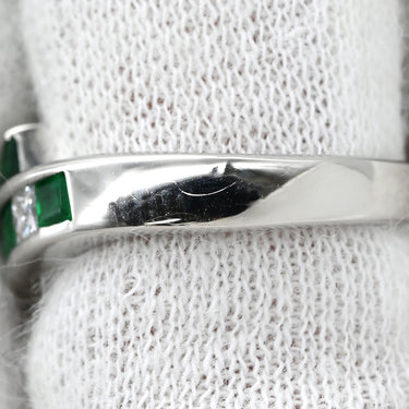 ノンブランド NON BRAND エメラルド ダイヤモンド リング プラチナシルバー Pt900 エメラルド ダイヤモンド リング 指輪 グリーン 緑 プリンセスカット 12号