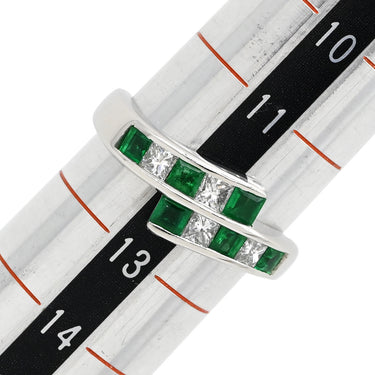 ノンブランド NON BRAND エメラルド ダイヤモンド リング プラチナシルバー Pt900 エメラルド ダイヤモンド リング 指輪 グリーン 緑 プリンセスカット 12号