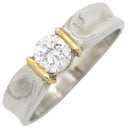 ノンブランド NON BRAND ダイヤリング イエローゴールドXプラチナシルバー Pt900 K18YG ダイヤモンド リング 指輪 コンビリング 1Pダイヤ 9.5号