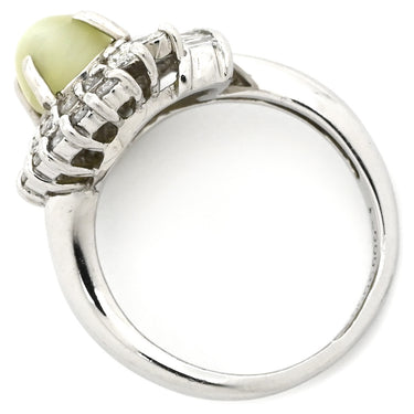 ノンブランド NON BRAND キャッツアイ ダイヤリング プラチナシルバー Pt900 クリソベリルキャッツアイ ダイヤモンド リング 指輪 猫目石 7.5号