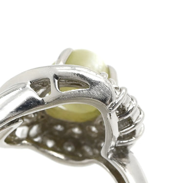 ノンブランド NON BRAND キャッツアイ ダイヤリング プラチナシルバー Pt900 クリソベリルキャッツアイ ダイヤモンド リング 指輪 猫目石 7.5号