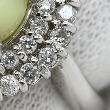 ノンブランド NON BRAND キャッツアイ ダイヤリング プラチナシルバー Pt900 クリソベリルキャッツアイ ダイヤモンド リング 指輪 猫目石 7.5号