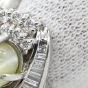 ノンブランド NON BRAND キャッツアイ ダイヤリング プラチナシルバー Pt900 クリソベリルキャッツアイ ダイヤモンド リング 指輪 猫目石 7.5号