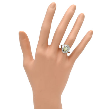 ノンブランド NON BRAND キャッツアイ ダイヤリング プラチナシルバー Pt900 クリソベリルキャッツアイ ダイヤモンド リング 指輪 猫目石 7.5号