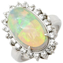 ノンブランド NON BRAND オパール ダイヤリング プラチナシルバー Pt900 オパール ダイヤモンド リング 指輪 白 ホワイト 5.5号