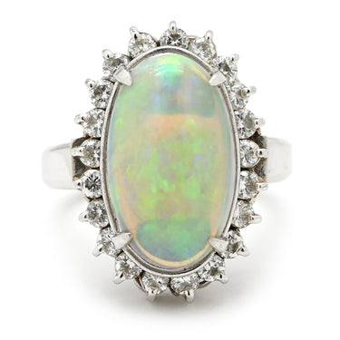 ノンブランド NON BRAND オパール ダイヤリング プラチナシルバー Pt900 オパール ダイヤモンド リング 指輪 白 ホワイト 5.5号