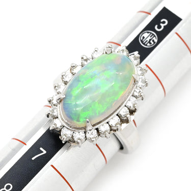 ノンブランド NON BRAND オパール ダイヤリング プラチナシルバー Pt900 オパール ダイヤモンド リング 指輪 白 ホワイト 5.5号