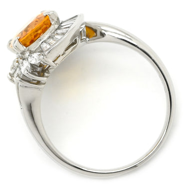 ノンブランド NON BRAND ゴールデンサファイア ダイヤリング プラチナシルバー Pt900 サファイア ダイヤモンド リング 指輪 オレンジ 黄 15号