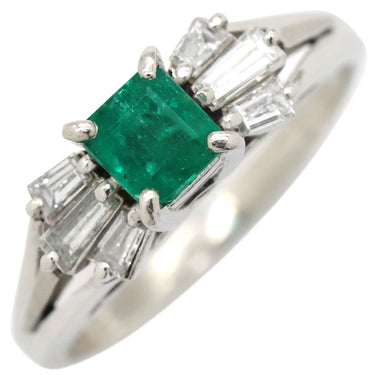 ノンブランド NON BRAND エメラルド ダイヤモンド リング プラチナシルバー Pt900 エメラルド ダイヤモンド リング 指輪 グリーン 緑 8.5号