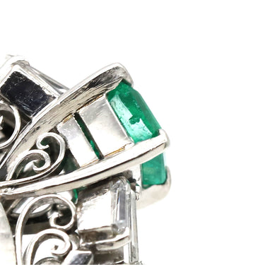 ノンブランド NON BRAND エメラルド ダイヤモンド リング プラチナシルバー Pt900 エメラルド ダイヤモンド リング 指輪 グリーン 緑 8.5号