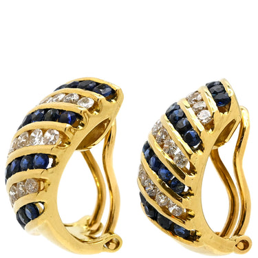 ノンブランド NON BRAND サファイヤ ダイヤモンド イヤリング イエローゴールド×ブルーサファイア K18YG ダイヤモンド ブルーサファイア イヤリング 750 YG