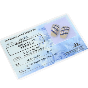 ノンブランド NON BRAND サファイヤ ダイヤモンド イヤリング イエローゴールド×ブルーサファイア K18YG ダイヤモンド ブルーサファイア イヤリング 750 YG