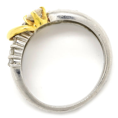 ノンブランド NON BRAND ダイヤリング イエローゴールドXプラチナシルバー Pt900 K18YG ダイヤモンド リング 指輪 コンビリング 1Pダイヤ 11号