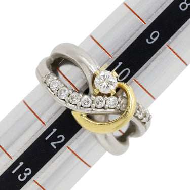 ノンブランド NON BRAND ダイヤリング イエローゴールドXプラチナシルバー Pt900 K18YG ダイヤモンド リング 指輪 コンビリング 1Pダイヤ 11号