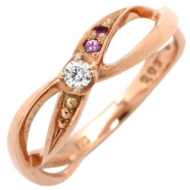 ノンブランド NON BRAND ダイヤリング ピンクゴールド K10PG ダイヤモンド 色石 リング 指輪 10.5号