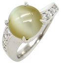 ノンブランド NON BRAND クリソベリル キャッツアイ ダイヤリング プラチナシルバー Pt900 クリソベリルキャッツアイ ダイヤモンド リング 指輪 猫目石 プラチナ 10号