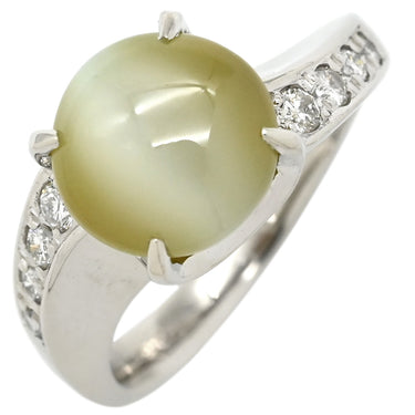 ノンブランド NON BRAND クリソベリル キャッツアイ ダイヤリング プラチナシルバー Pt900 クリソベリルキャッツアイ ダイヤモンド リング 指輪 猫目石 プラチナ 10号