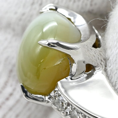 ノンブランド NON BRAND クリソベリル キャッツアイ ダイヤリング プラチナシルバー Pt900 クリソベリルキャッツアイ ダイヤモンド リング 指輪 猫目石 プラチナ 10号