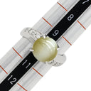 ノンブランド NON BRAND クリソベリル キャッツアイ ダイヤリング プラチナシルバー Pt900 クリソベリルキャッツアイ ダイヤモンド リング 指輪 猫目石 プラチナ 10号