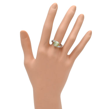 ノンブランド NON BRAND クリソベリル キャッツアイ ダイヤリング プラチナシルバー Pt900 クリソベリルキャッツアイ ダイヤモンド リング 指輪 猫目石 プラチナ 10号