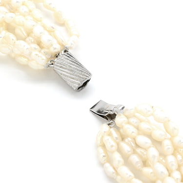 ノンブランド NON BRAND 淡水パール 10連 パールホワイトXシルバー シルバー パール ネックレス 白