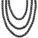 ノンブランド NON BRAND パールブラック シルバー パール ネックレス 黒 バロックパール 淡水パール 真珠 silver ロングネックレス 3連 3重