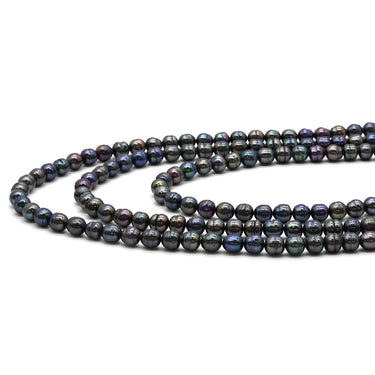 ノンブランド NON BRAND パールブラック シルバー パール ネックレス 黒 バロックパール 淡水パール 真珠 silver ロングネックレス 3連 3重