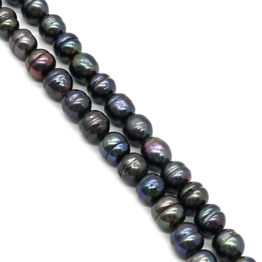 ノンブランド NON BRAND パールブラック シルバー パール ネックレス 黒 バロックパール 淡水パール 真珠 silver ロングネックレス 3連 3重