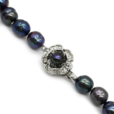 ノンブランド NON BRAND パールブラック シルバー パール ネックレス 黒 バロックパール 淡水パール 真珠 silver ロングネックレス 3連 3重