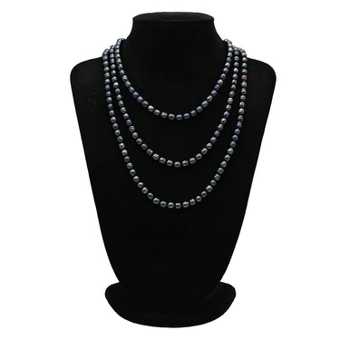 ノンブランド NON BRAND パールブラック シルバー パール ネックレス 黒 バロックパール 淡水パール 真珠 silver ロングネックレス 3連 3重