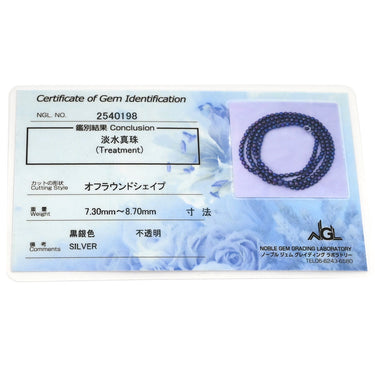 ノンブランド NON BRAND パールブラック シルバー パール ネックレス 黒 バロックパール 淡水パール 真珠 silver ロングネックレス 3連 3重