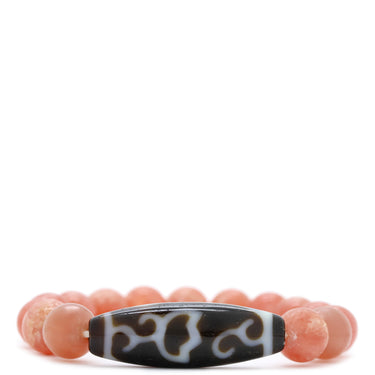 ノンブランド NON BRAND インカローズ ロードクロサイト レッド×ダークブラウン 天然石 ブレスレット 赤 茶 花柄