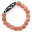 ノンブランド NON BRAND インカローズ ロードクロサイト レッド×ダークブラウン 天然石 ブレスレット 赤 茶 花柄