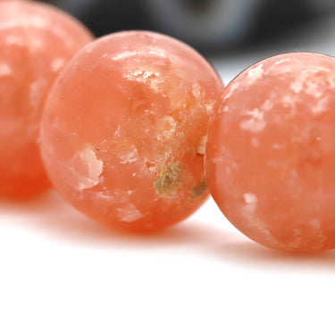 ノンブランド NON BRAND インカローズ ロードクロサイト レッド×ダークブラウン 天然石 ブレスレット 赤 茶 花柄