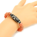 ノンブランド NON BRAND インカローズ ロードクロサイト レッド×ダークブラウン 天然石 ブレスレット 赤 茶 花柄