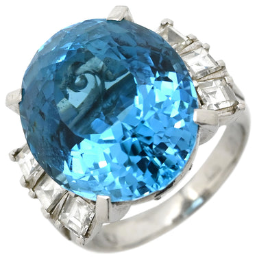 ノンブランド NON BRAND ブルートパーズ ダイヤ プラチナシルバー Pt900 ブルートパーズ ダイヤモンド リング 指輪 青 5号