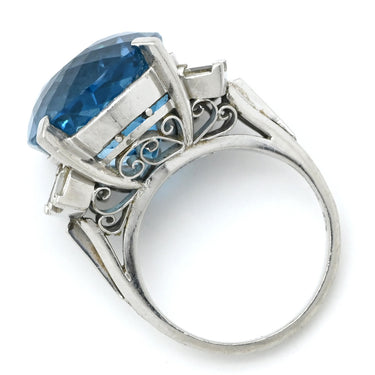 ノンブランド NON BRAND ブルートパーズ ダイヤ プラチナシルバー Pt900 ブルートパーズ ダイヤモンド リング 指輪 青 5号