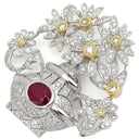 ノンブランド NON BRAND ルビー ダイヤ ホワイトゴールドXイエローゴールド K18WG K18YG ルビー ダイヤモンド ブローチ 赤 レッド 花 花瓶