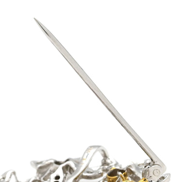 ノンブランド NON BRAND ルビー ダイヤ ホワイトゴールドXイエローゴールド K18WG K18YG ルビー ダイヤモンド ブローチ 赤 レッド 花 花瓶