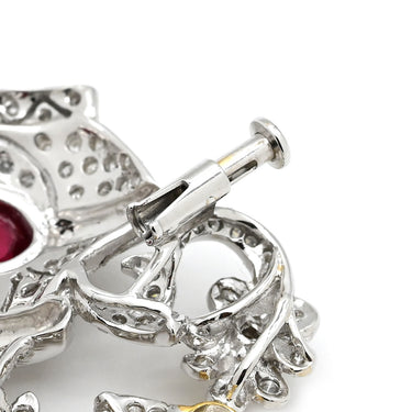 ノンブランド NON BRAND ルビー ダイヤ ホワイトゴールドXイエローゴールド K18WG K18YG ルビー ダイヤモンド ブローチ 赤 レッド 花 花瓶