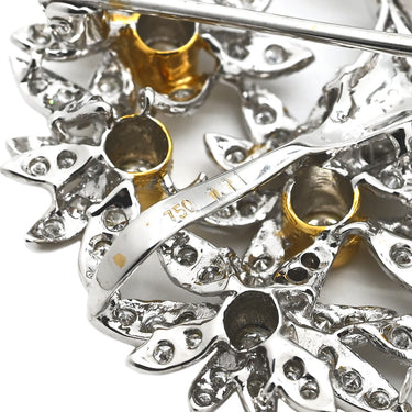 ノンブランド NON BRAND ルビー ダイヤ ホワイトゴールドXイエローゴールド K18WG K18YG ルビー ダイヤモンド ブローチ 赤 レッド 花 花瓶