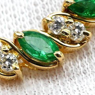 ノンブランド NON BRAND ダイヤモンド ブローチ イエローゴールド×エメラルドグリーン K18YG ダイヤモンド エメラルド ブローチ マーキスカット 750 Au YG