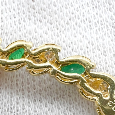 ノンブランド NON BRAND ダイヤモンド ブローチ イエローゴールド×エメラルドグリーン K18YG ダイヤモンド エメラルド ブローチ マーキスカット 750 Au YG