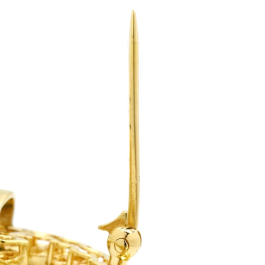 ノンブランド NON BRAND ダイヤモンド ブローチ イエローゴールド×エメラルドグリーン K18YG ダイヤモンド エメラルド ブローチ マーキスカット 750 Au YG