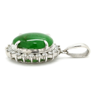 ノンブランド NON BRAND 翡翠 ダイヤ ペンダントトップ プラチナシルバー×ジェダイト Pt900 ヒスイ ダイヤモンド ペンダントトップ ペンダントヘッド