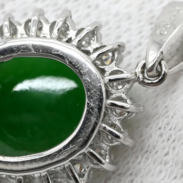 ノンブランド NON BRAND 翡翠 ダイヤ ペンダントトップ プラチナシルバー×ジェダイト Pt900 ヒスイ ダイヤモンド ペンダントトップ ペンダントヘッド