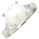 ノンブランド NON BRAND パール ダイヤリング プラチナシルバー Pt900 パール ダイヤモンド リング 指輪 1粒 1P アコヤパール 14号