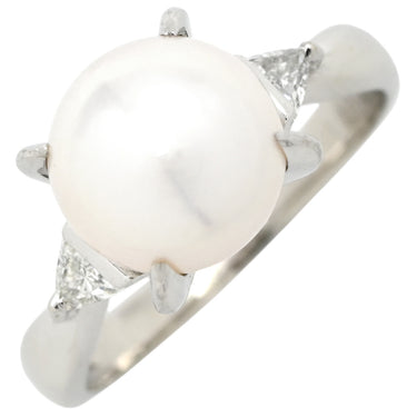 ノンブランド NON BRAND パール ダイヤリング プラチナシルバー Pt900 パール ダイヤモンド リング 指輪 1粒 1P アコヤパール 14号