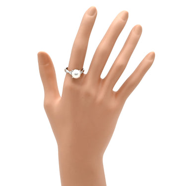 ノンブランド NON BRAND パール ダイヤリング プラチナシルバー Pt900 パール ダイヤモンド リング 指輪 1粒 1P アコヤパール 14号