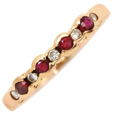 ノンブランド NON BRAND ルビー ダイヤリング ピンクゴールド K18PG ルビー ダイヤモンド リング 指輪 レッド 赤 ダイヤ ピンクゴールド 一文字 14.5号